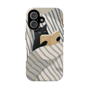 Reading Cat in Bed Phone Case — MagSafe Compatible