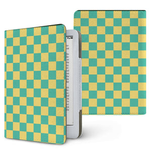 Teal & Yellow Check Kindle Case