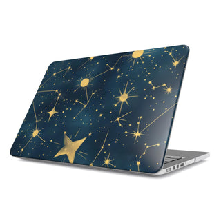 Celestial Star Chart MacBook case — hard-shell laptop cover, angled lid view