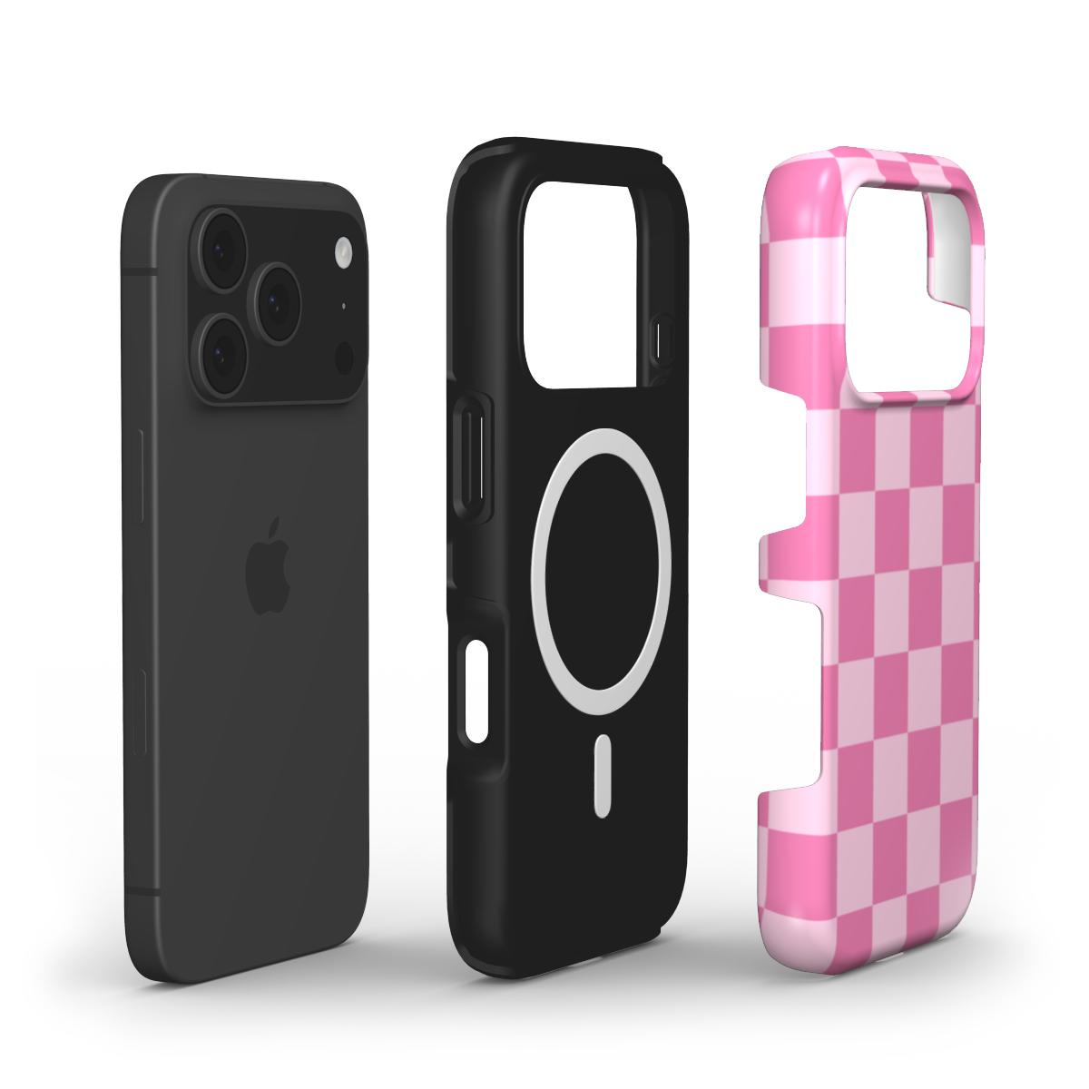 Pink Checkerboard phone case – MagSafe iPhone case, layer view