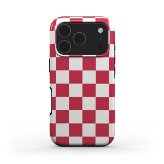 Red & White Checkerboard phone case – MagSafe iPhone case, front view