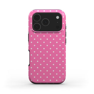 Candy Pink Polka Dot phone case – MagSafe iPhone case, front view