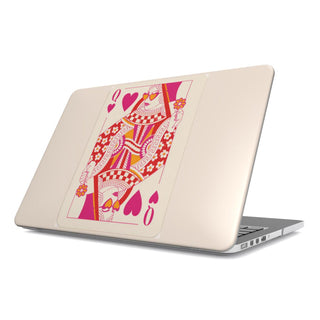 Queen of Hearts MacBook case — hard-shell laptop cover, angled lid view