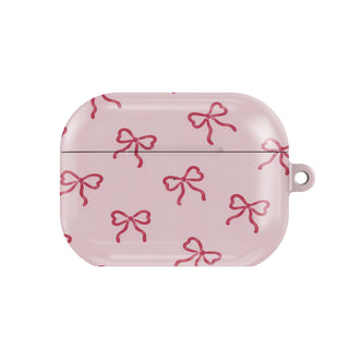 Red Bows AirPods case — hard-shell earbuds cover, closed front view