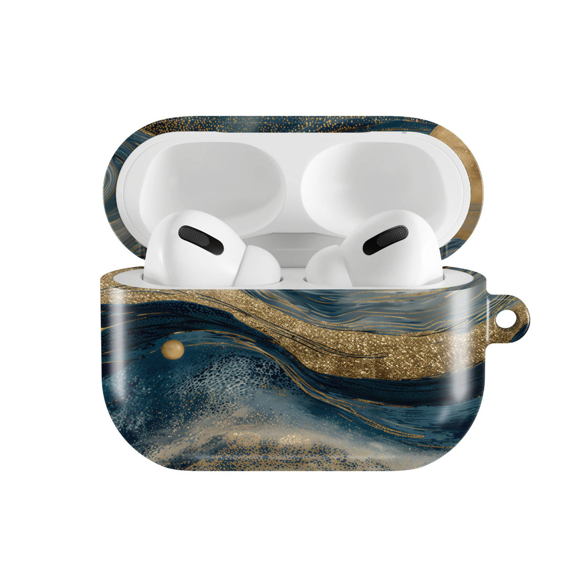 Starry Night Cosmos AirPods case — hard-shell earbuds cover, open front view