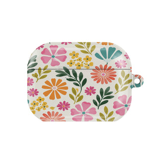 Bright Folk Floral AirPods case — hard-shell earbuds cover, closed front view