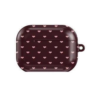 Pink Hearts AirPods case — hard-shell earbuds cover, closed front view
