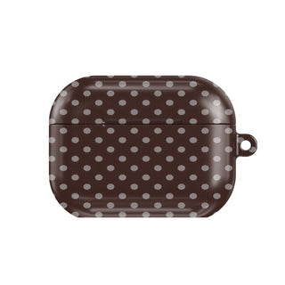 Chocolate Polka Dot AirPods case — hard-shell earbuds cover, closed front view