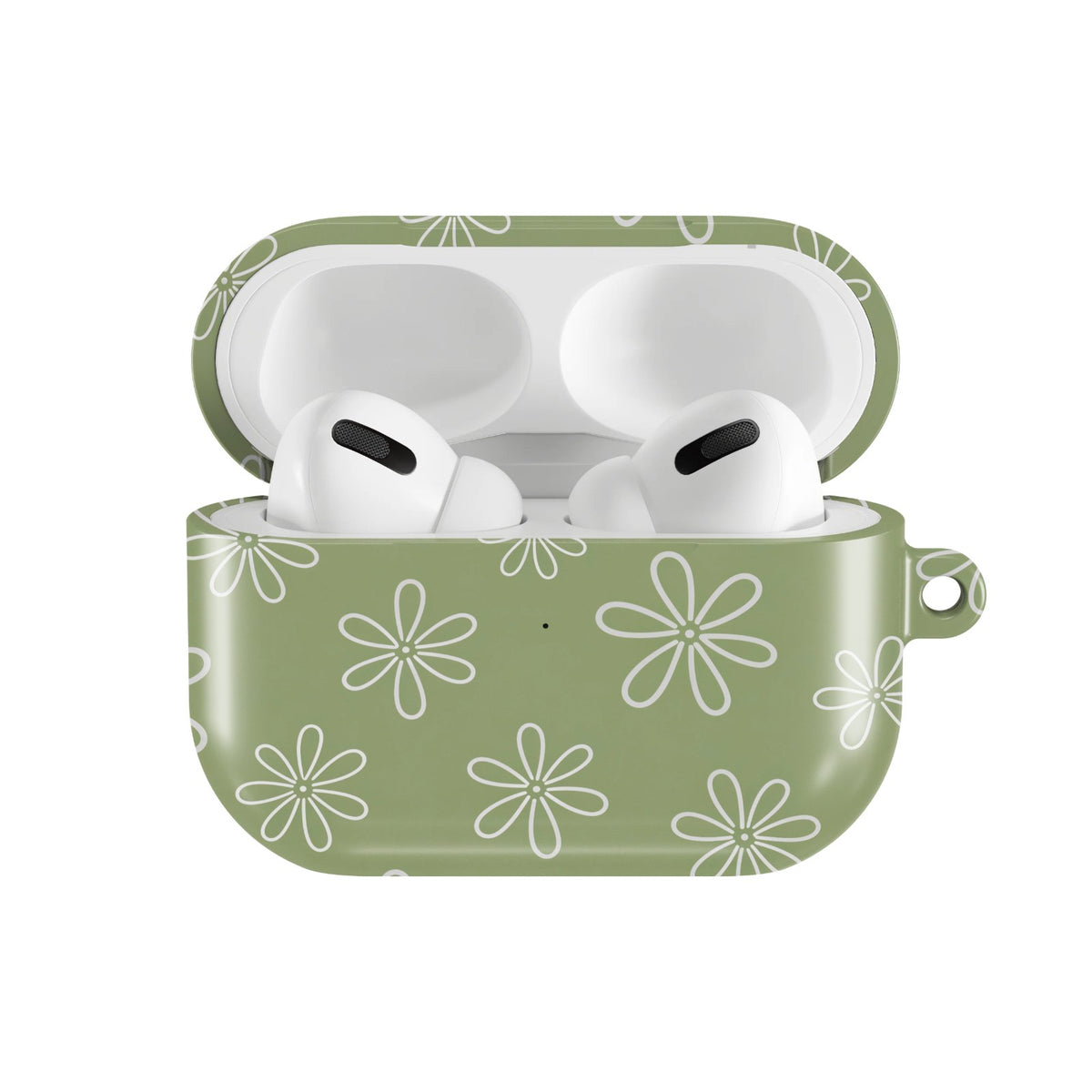 Line Daisy AirPods case — hard-shell earbuds cover, open front view