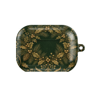 Gilded Holly AirPods case — hard-shell earbuds cover, closed front view