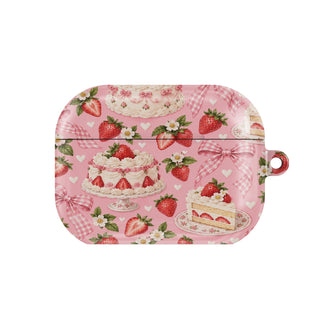 Strawberry Cake AirPods case — hard-shell earbuds cover, closed front view