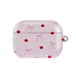 Cherries & Bows AirPods case — hard-shell earbuds cover, closed front view