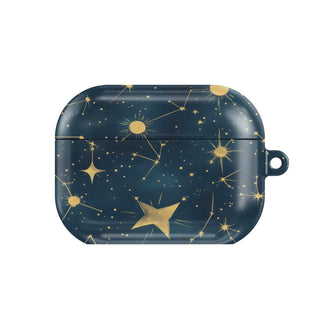 Celestial Star Chart AirPods case — hard-shell earbuds cover, closed front view