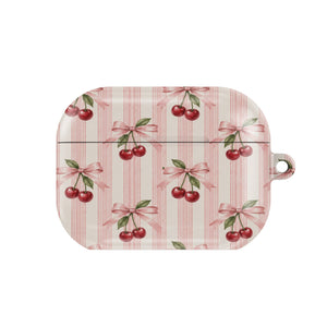 Cherry Bow Stripe AirPods Case