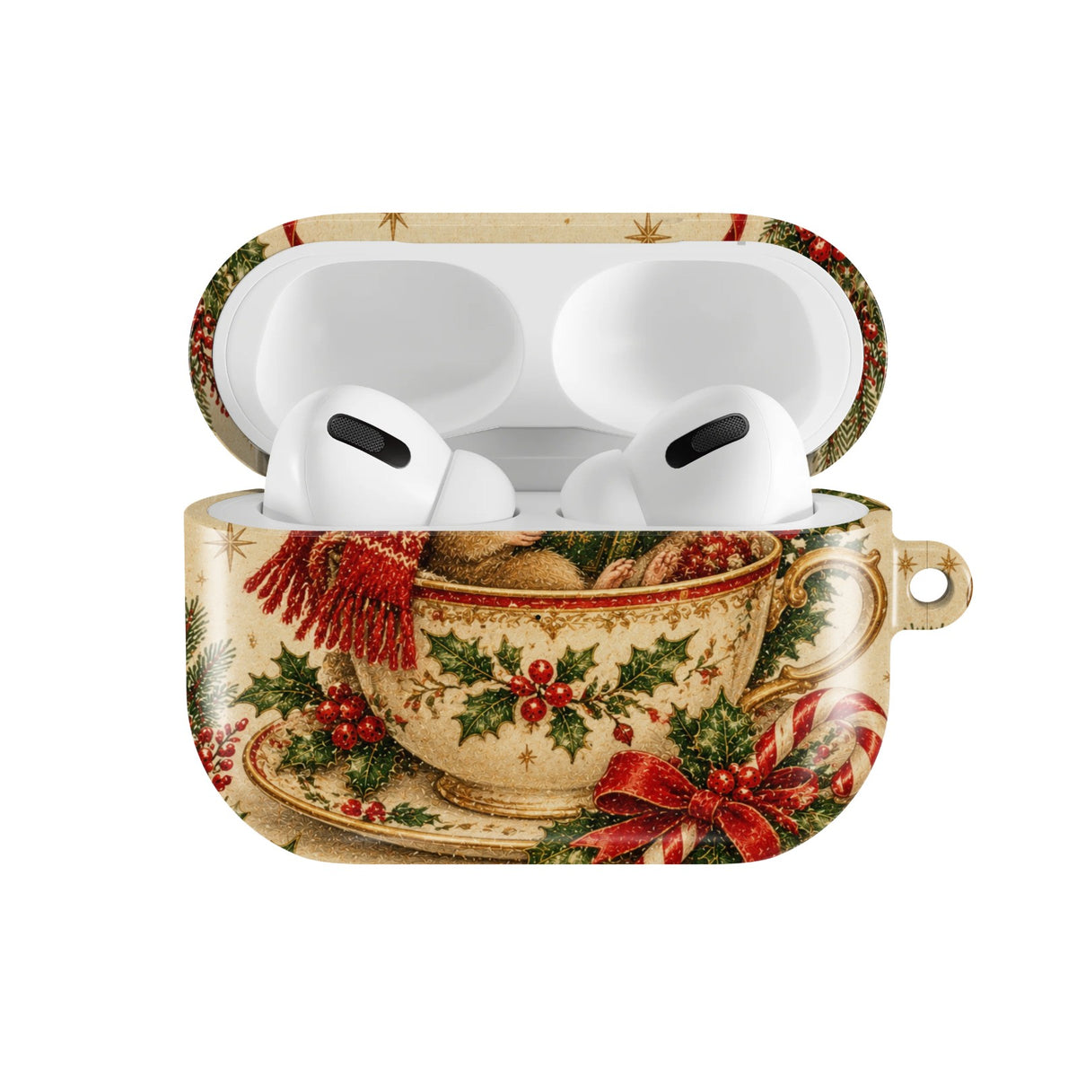 Teacup Mouse AirPods case — open front view
