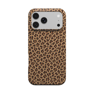 Classic Leopard phone case — classic leopard spots on warm caramel, MagSafe iPhone case, front view
