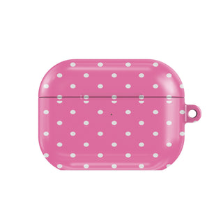 Candy Pink Polka Dot AirPods case — pink dot, closed front view