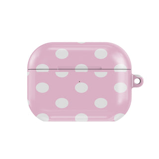 Bubblegum Polka Dot AirPods case — pink dot, closed front view