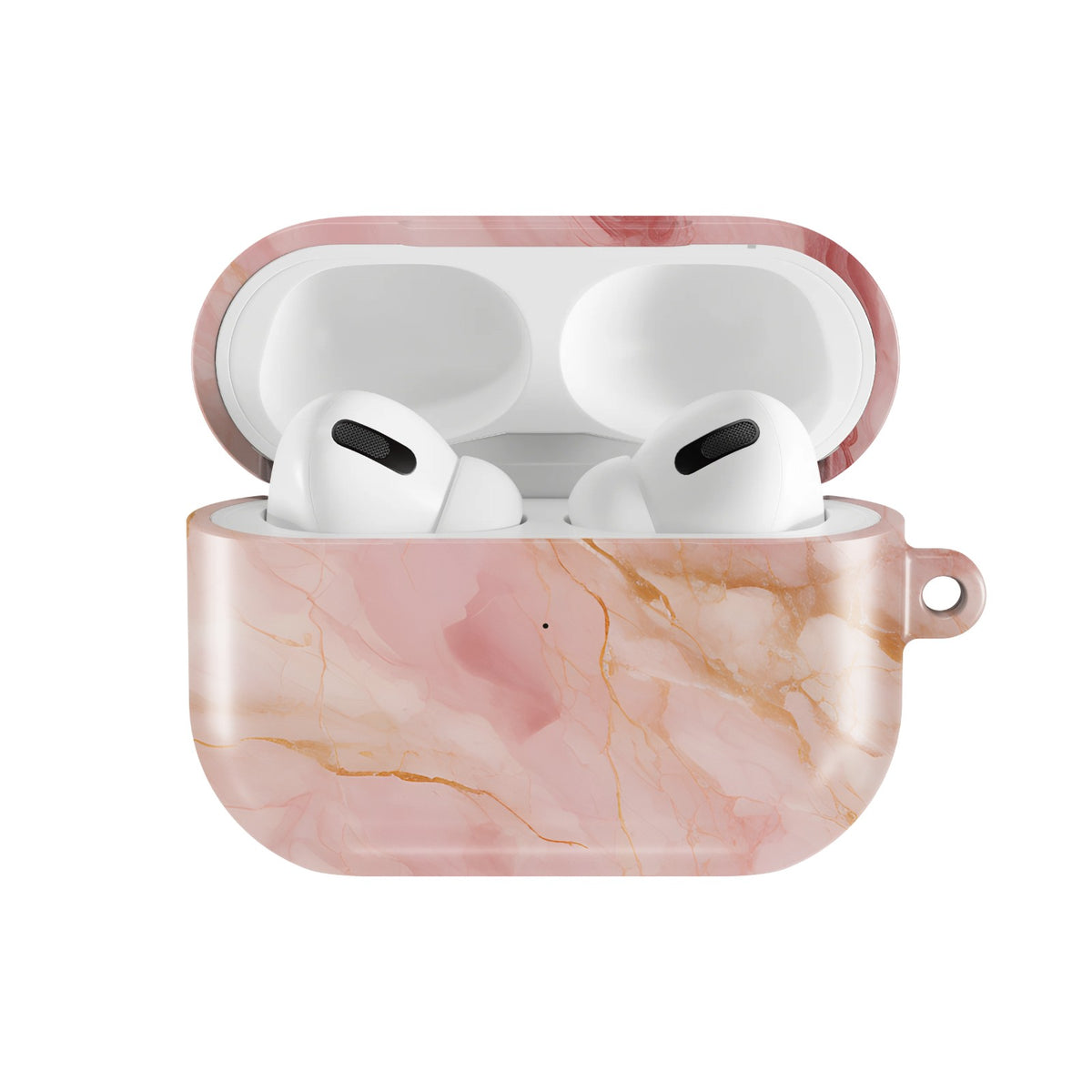 Rose Marble AirPods case — open front view