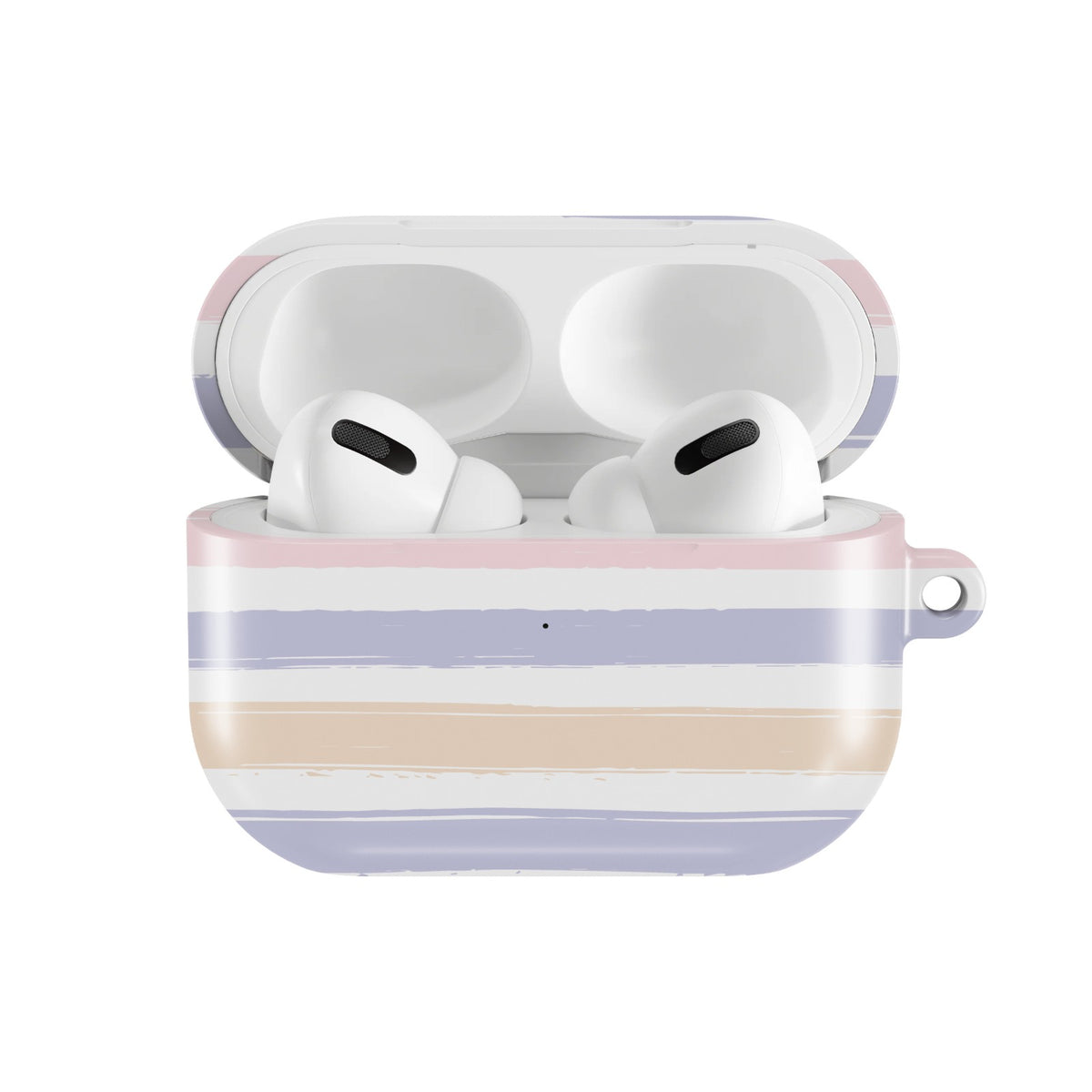 Pastel Brushstroke Stripe AirPods case — open front view