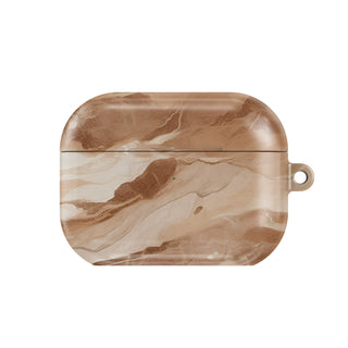 Caramel Marble AirPods case — warm stone, closed front view