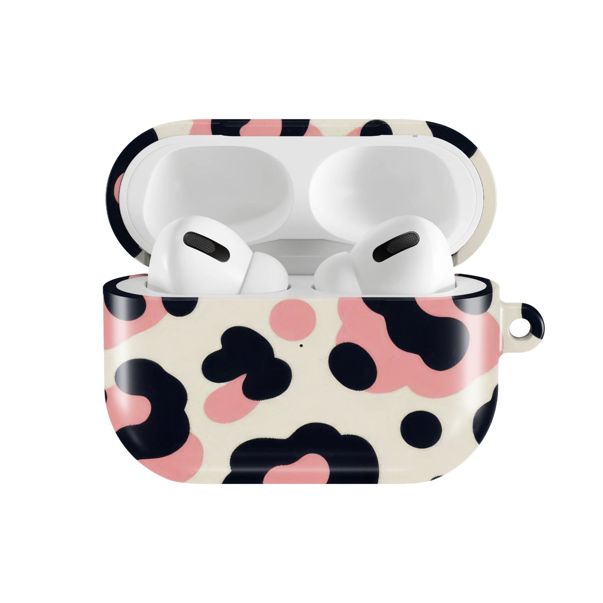 Pink Leopard AirPods case — open front view