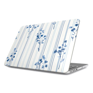Blue Floral Pinstripe MacBook Case