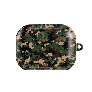 Field Camo AirPods case — camo, closed front view