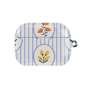 Blue Stripe Floral AirPods Case