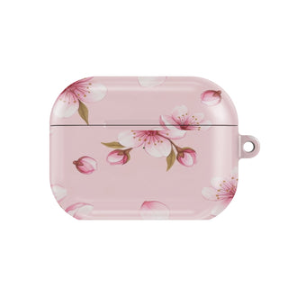 Cherry Blossom AirPods case — pink sakura, closed front view