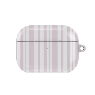Blush Ticking Stripe AirPods case — pink stripe, closed front view