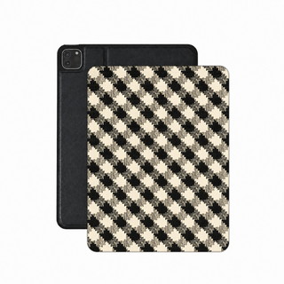 Black & Cream Check iPad case — diagonal gingham