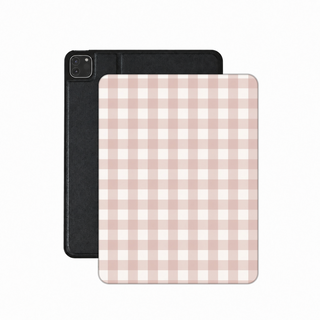 Taupe Gingham iPad case — soft gingham