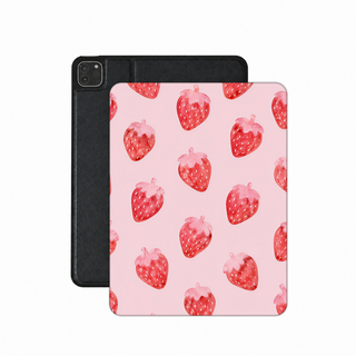 Watercolor Strawberry iPad case — pink