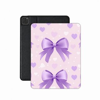 Lilac Bows & Hearts iPad case — coquette