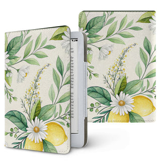 Lemon & Daisy Kindle case — lemon floral, printed front and back