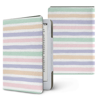 Pastel Brushstroke Stripe Kindle case — pastel, printed front and back
