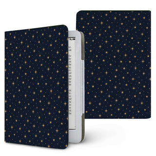Gold Stars Navy Kindle case — tiny gold stars on deep midnight navy, printed front and back