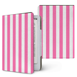Pink Cabana Stripe Kindle case — pink stripe, printed front and back