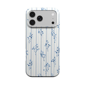 Blue Floral Pinstripe Phone Case