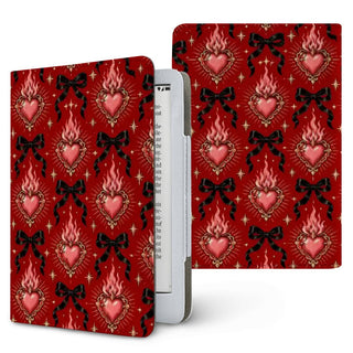 Burning Hearts & Bows Kindle case, printed front and back, fits Kindle Paperwhite 6.8 and 7 inch and Colorsoft