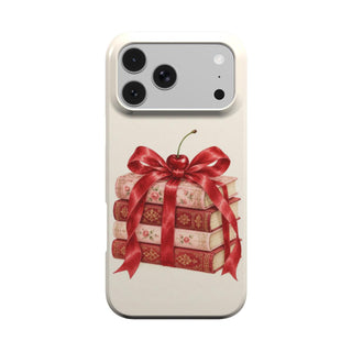 Cherry Bow Book Stack phone case – MagSafe iPhone case, front view