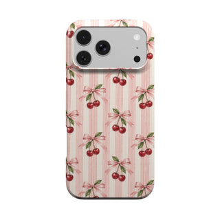 Cherry Bow Stripe phone case – MagSafe iPhone case, front view