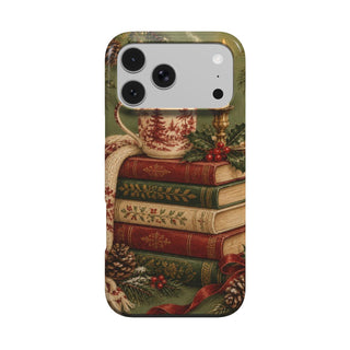 Christmas Book Stack phone case – MagSafe iPhone case, front view