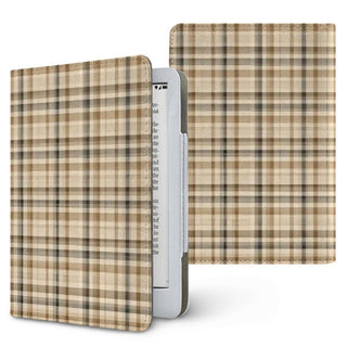 Neutral Tartan Kindle case, printed front and back, fits Kindle Paperwhite 6.8 and 7 inch and Colorsoft