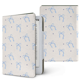Blue Bow Kindle case — blue coquette, printed front and back