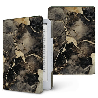 Black & Gold Marble Kindle case — gilded stone, printed front and back
