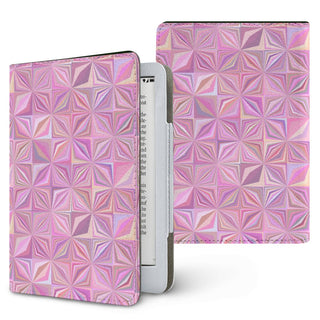 Pink Prism Kindle case — pastel geometric, printed front and back