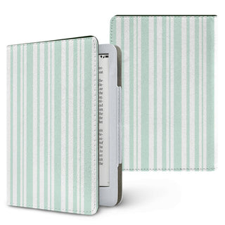 Mint Ticking Stripe Kindle case — mint stripe, printed front and back