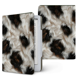 Black Cowhide Kindle case — black cow print, printed front and back